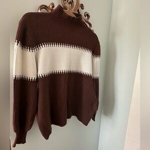 Brown and White Women's Sweater